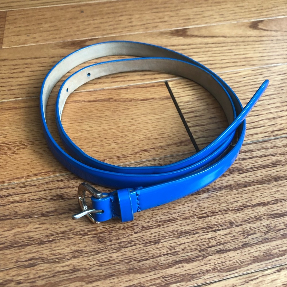 J. Crew Vintage electric blue patent leather skinny belt Women’s Size S